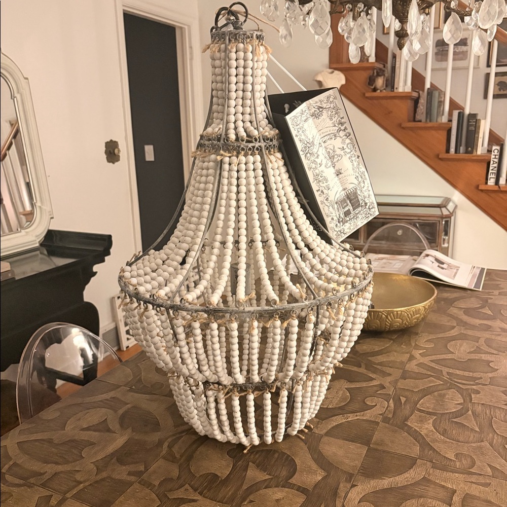 Pottery Barn Wooden Bead Chandelier 18”